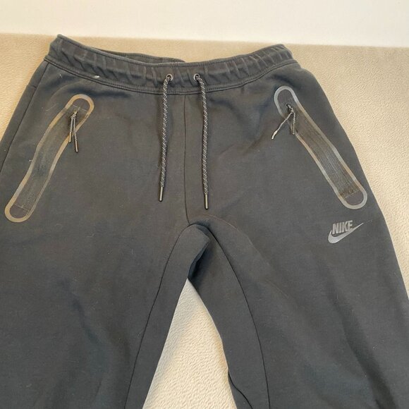 Nike Mens Black Jogger Sweatpants M Adjustable Drawstring Waist Reflective Zippe - Picture 8 of 11